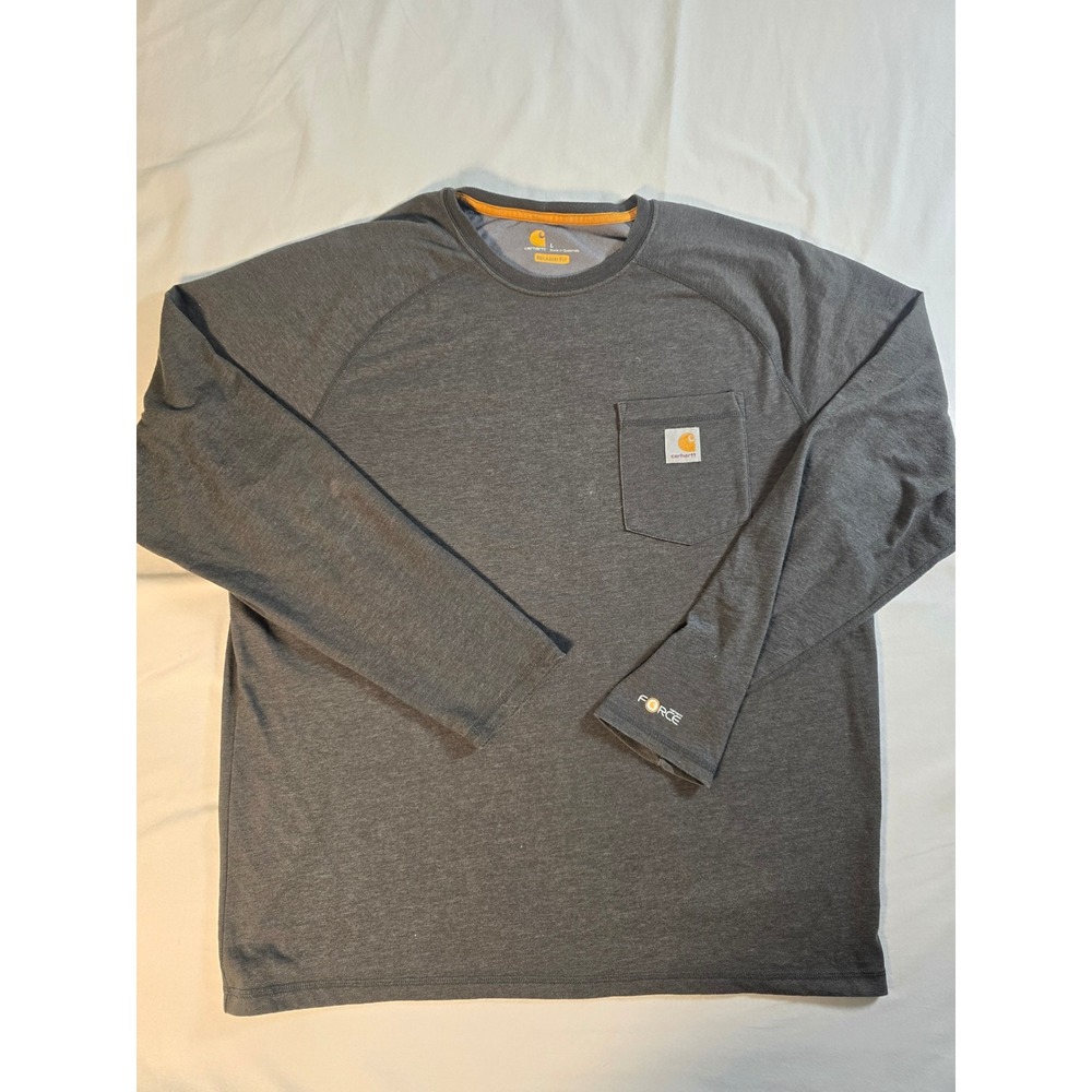 Carhartt Force Relaxed Fit Long Sleeve Pocket T-Shirt Gray Mens Large 100393-026